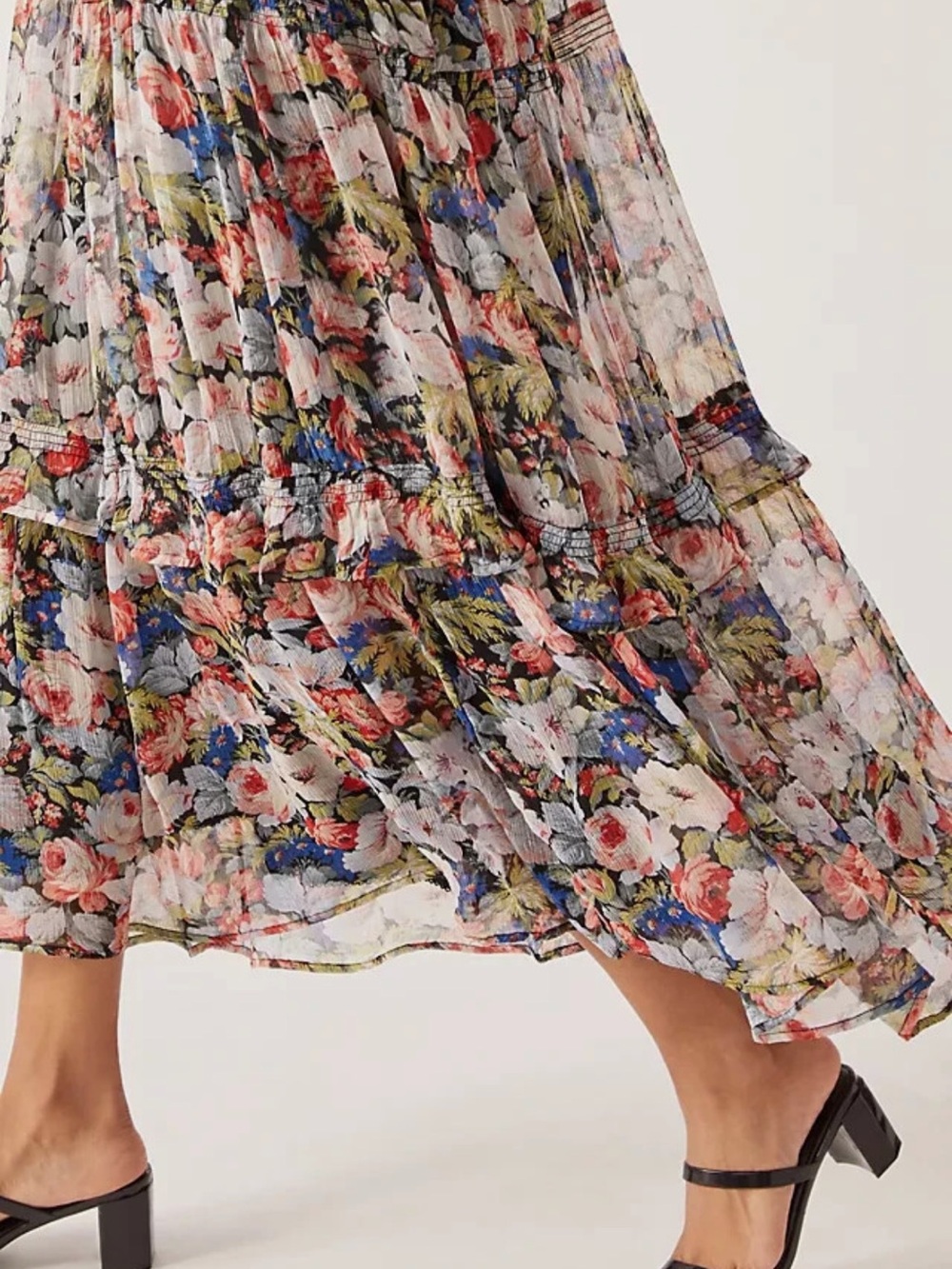 Anthropologie Marais Floral Tiered Long Sleeve Maxi Dress - size small - Picture 2 of 6